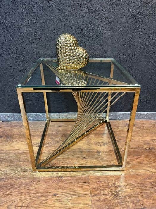 שולחן צד 55/55/55 - ET151 מתכת עם זכוכית