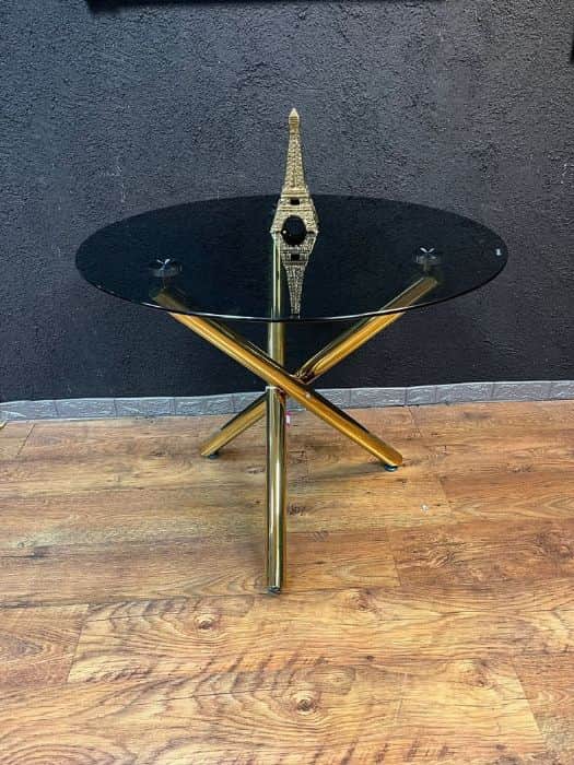 שולחן 740*900 - DCS058 מתכת עם זכוכית בצבע שחור