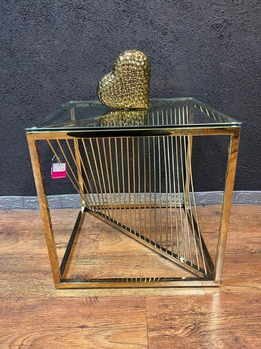 שולחן 55/55/55 ס"מ ET151 מתכת עם זכוכית