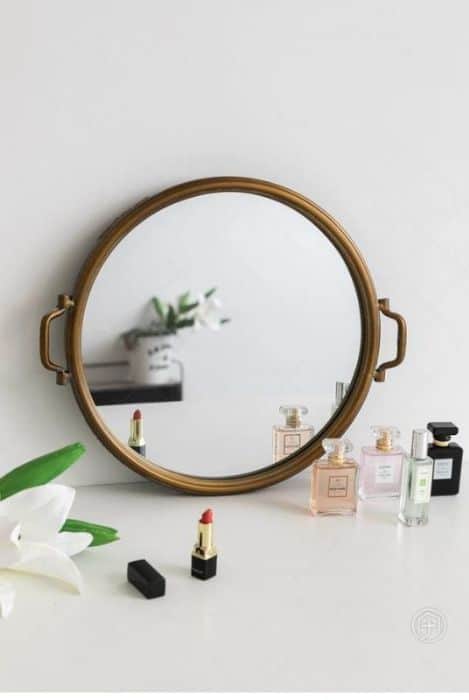 מגש מראה עגול עם מסגרת ממתכת 40 ס"מ